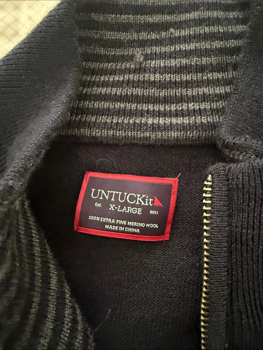 UNTUCKit Men’s Navy Quarter-Zip Sweater